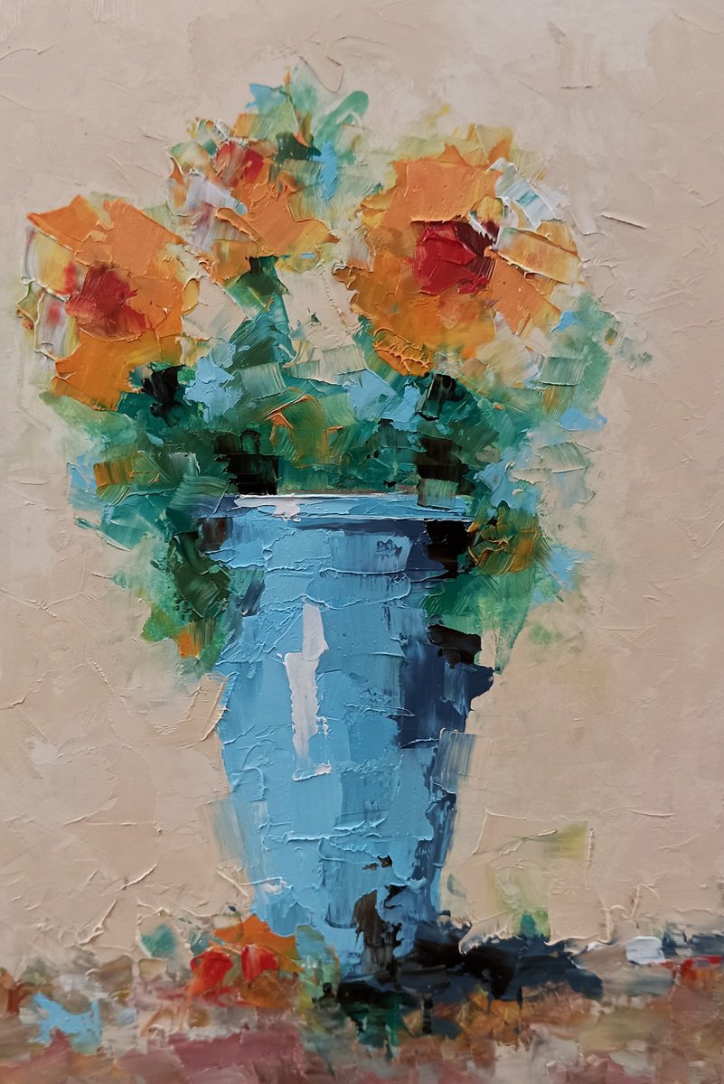 Still life painting. Flowers in vase by Marinko Saric