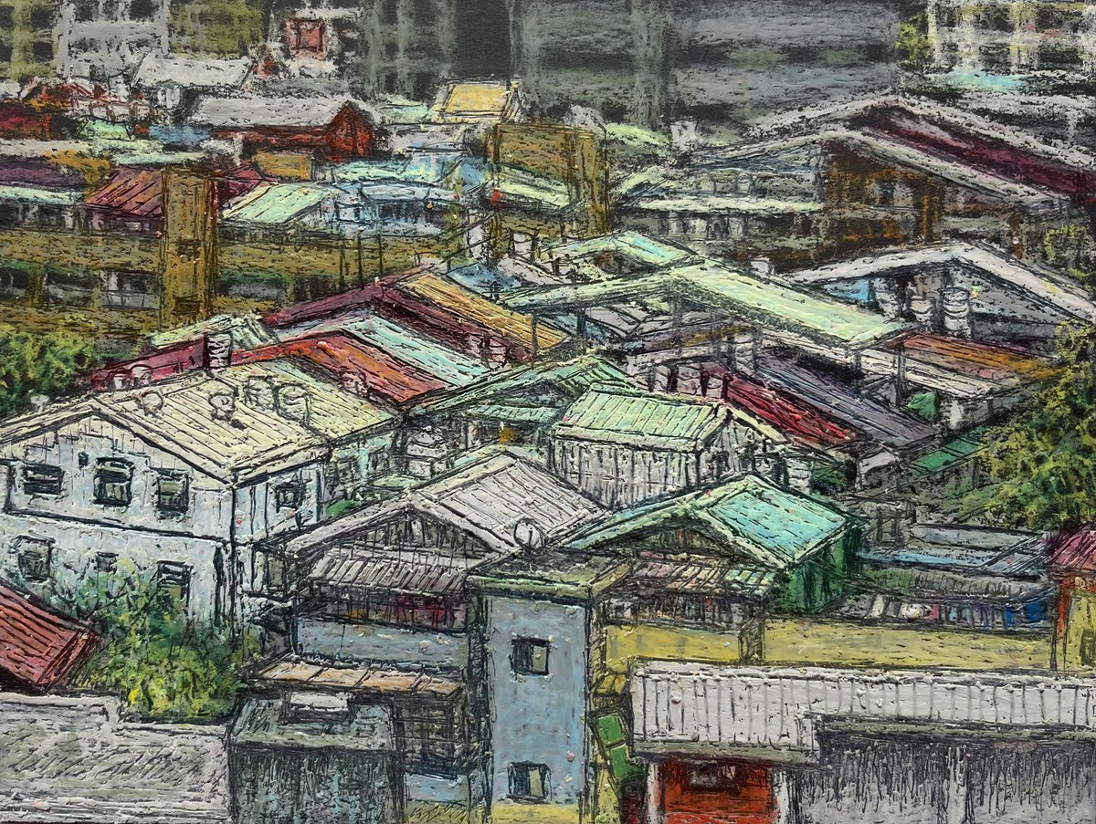 Expressive Cityscapes Pastel Drawing By David Lloyd, 8 X 6, A Good Drying Day In Taipei, Original Artwork