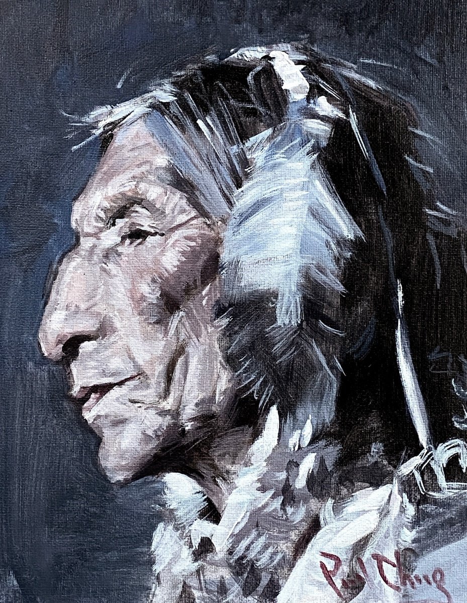  Native American Indian Chief By Paul Cheng, 9 X 12, Artwork For Sale On Artfinder