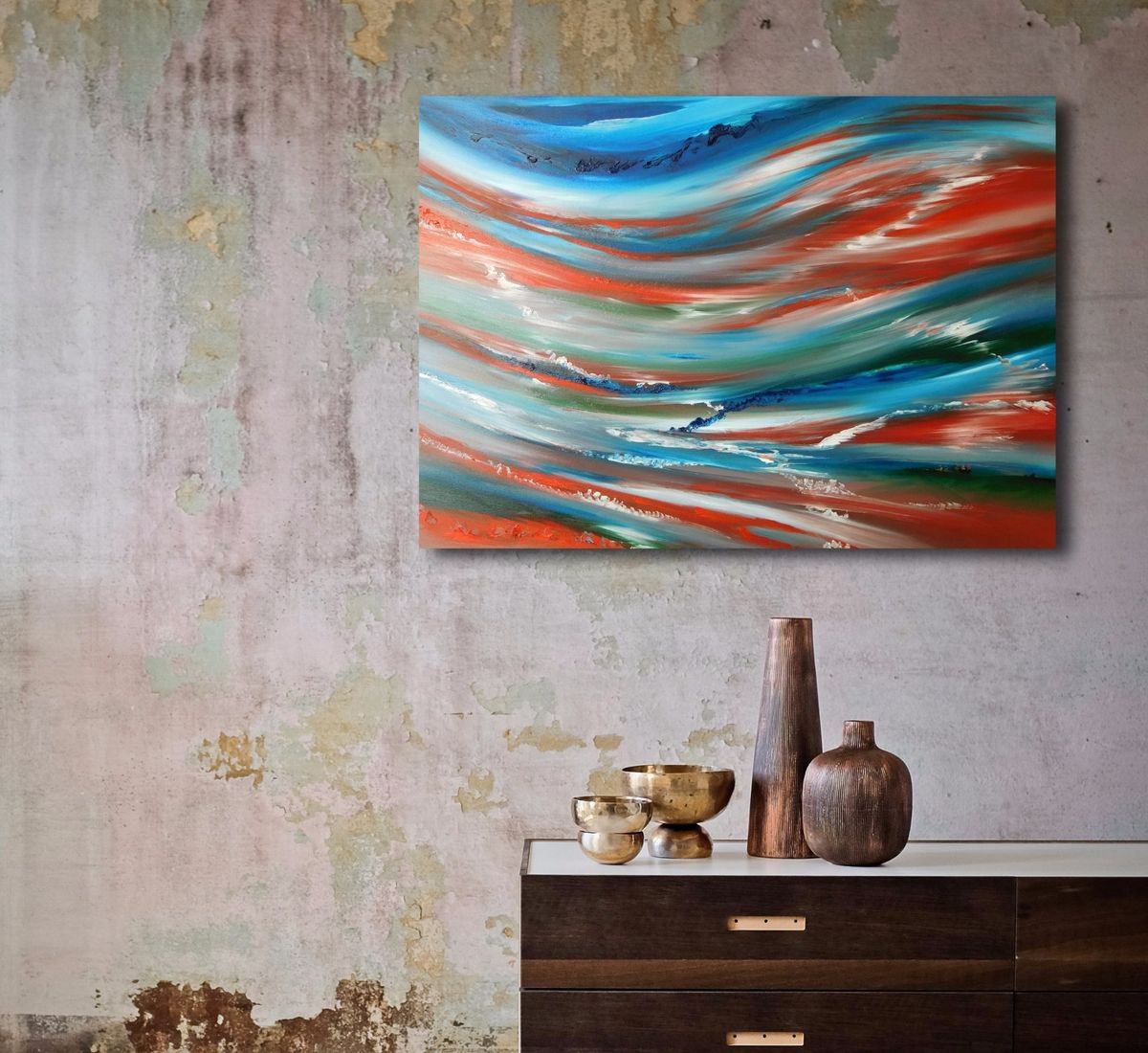 Somewhere, whenever - 70x50 cm, Original abstract painting, oil on canvas by Davide De Palma