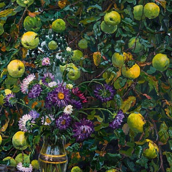 Still Life with Asters and Apples