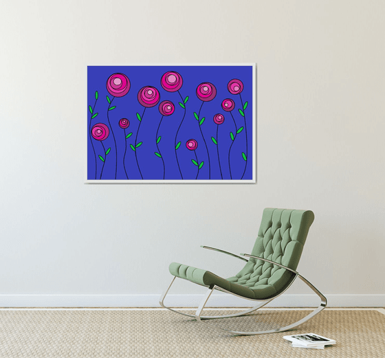 Abstract flowers bright roses artmodern