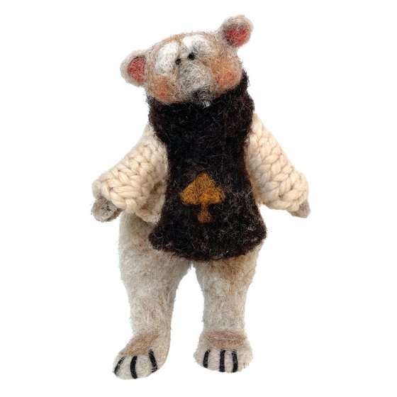 Spade, felted wool polar bear