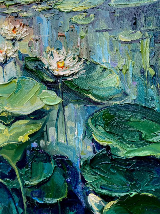 "The Waterlily Pond"original oil painting by Artem Grunyka