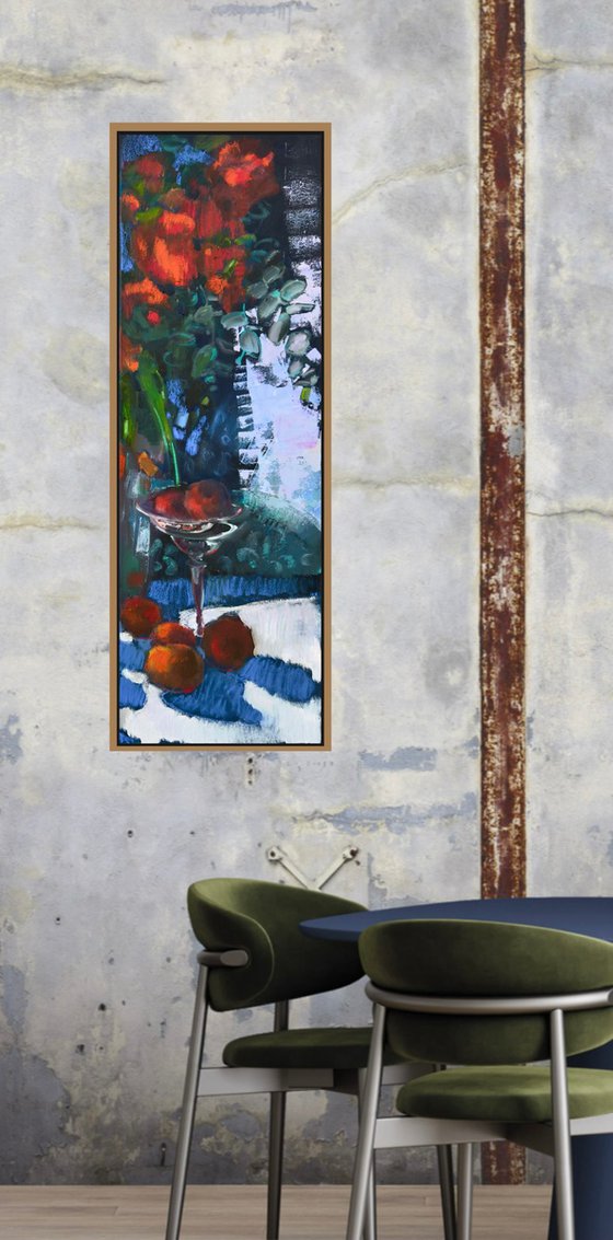 Colourful still life with oranges