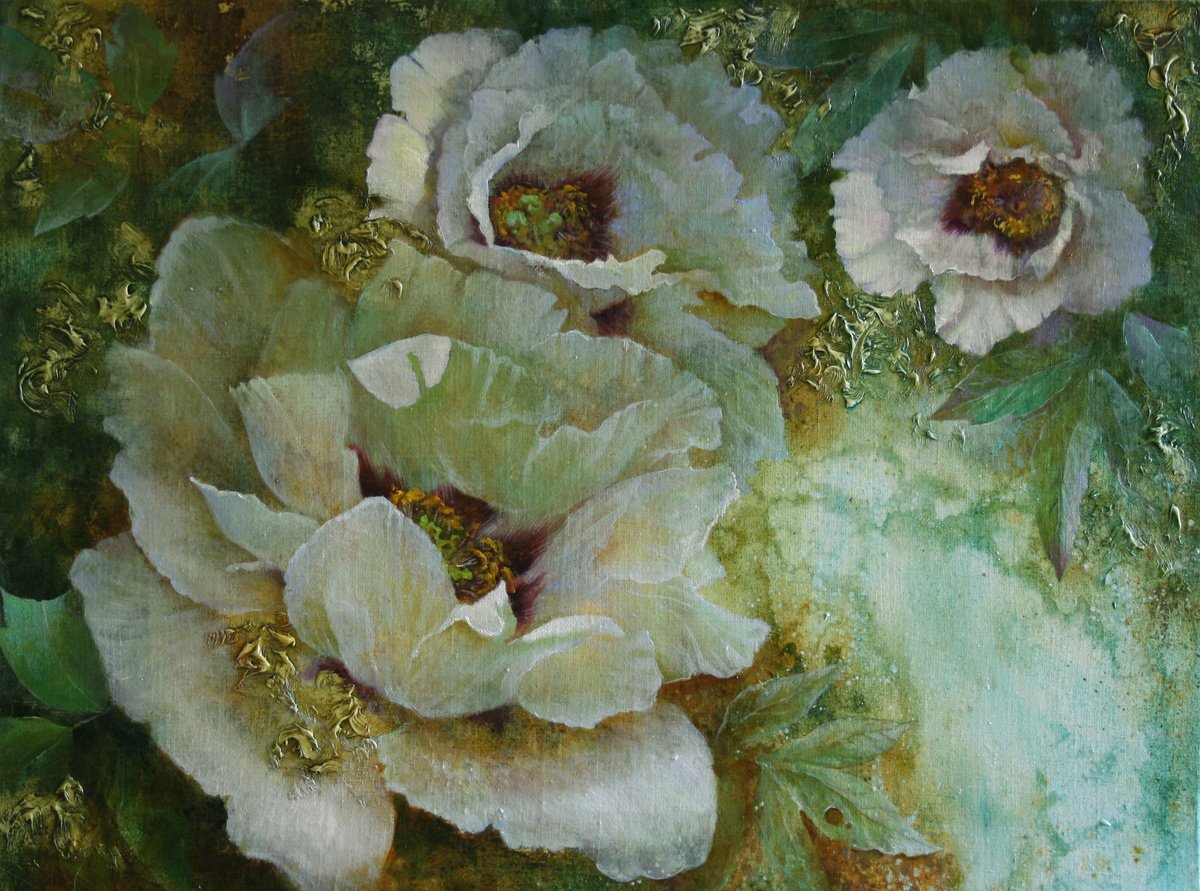 Impressionistic Botanical Oil Painting By Alexandr Dobrodiy, 31 X 24, ?????2 (2021) ??????? - ???? ????????, Original Artwork