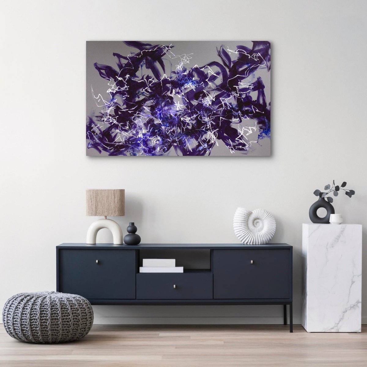 Expressive Abstract Acrylic Painting By Paresh Nrshinga Frsa, 48 X 30", Emotion In Reverse, Original Artwork