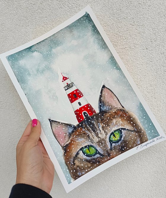 Cat with lighthouse