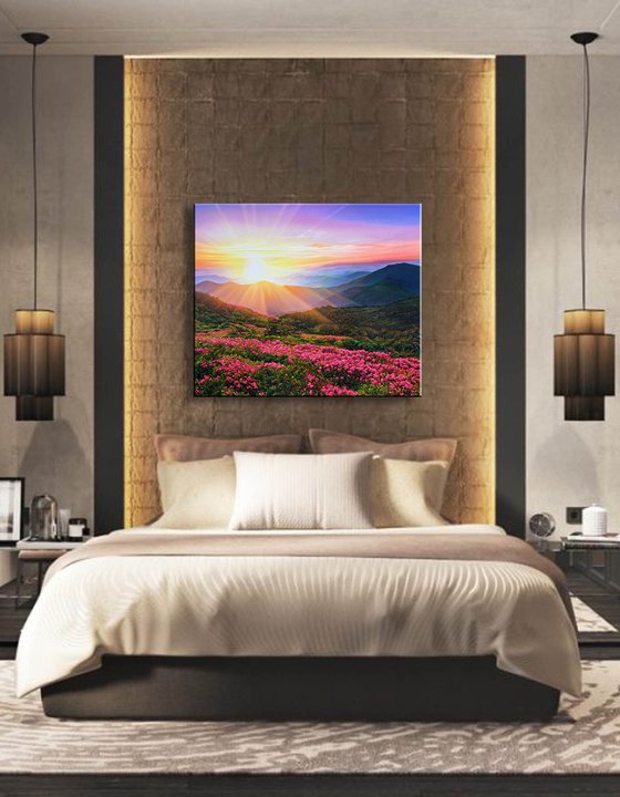 "The smell of summer", sunset landscape with mountains