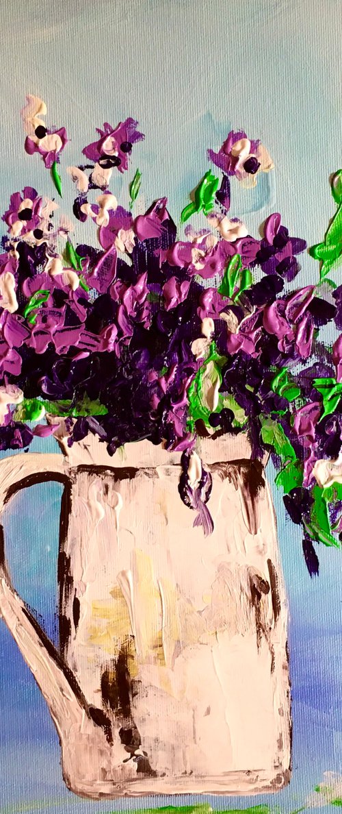 Wild Flowers in a  White Jar by Olga Koval
