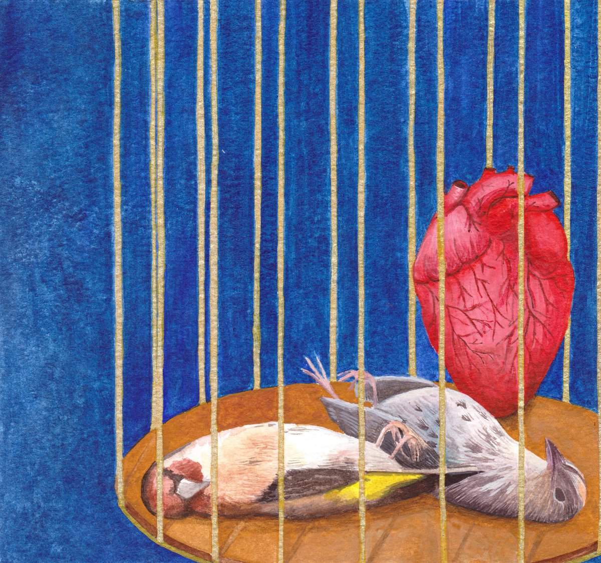 Animal Watercolour By Andromachi Giannopoulou, 7 X 6, Caught, Original Artwork