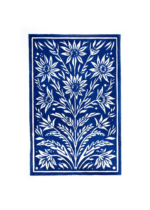 Floral ornament blue by Kosta Morr