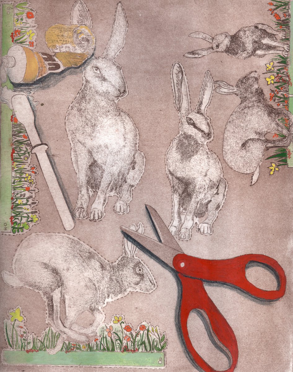 Illustrative Animal Etchings & Engravings By Jane Daniell, 11 X 15, Cut&Paste 2, Original Artwork