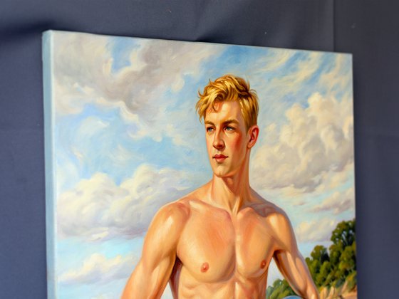SUMMER REVERIE (NUDE MAN ON THE BEACH)