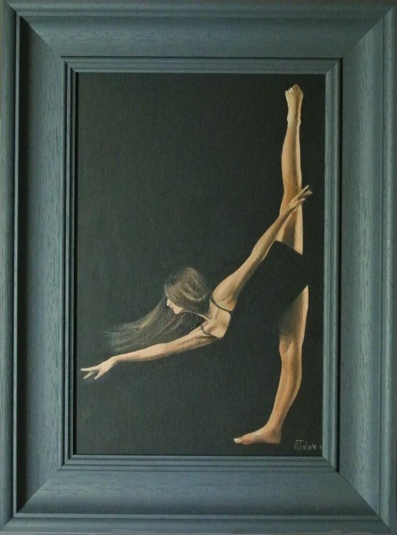 Dancer in the Dark, Ballet Shoes, Ballet Painting, Ballerina, Dance, Framed and Ready to Hang