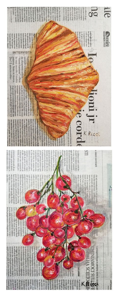 Impressionistic Still Life Oil Painting By Katia Ricci, 7 X 9", Breakfast On Gazette, Original Artwork