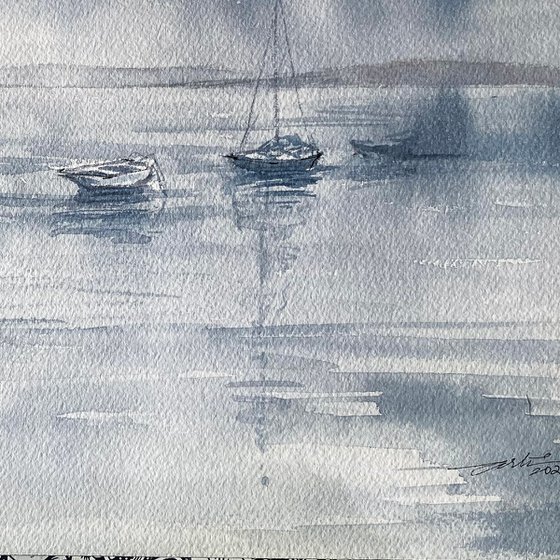 Boats on a Gray Morning