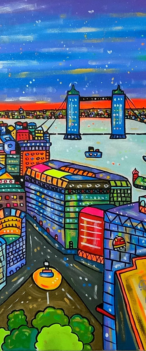 Vibrant View of Tower Bridge London by Maria Luisa  Azzini