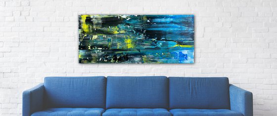 "That Will Leave A Mark" - FREE USA SHIPPING - Original PMS Abstract Acrylic Painting On Reclaimed Wood - 48" x 20"