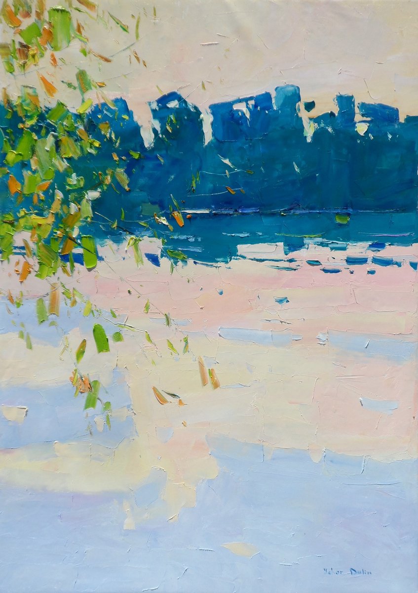 Impressionistic Landscape Oil Painting By Yehor Dulin, 28 X 39", "Mi-Diez", Original Artwork
