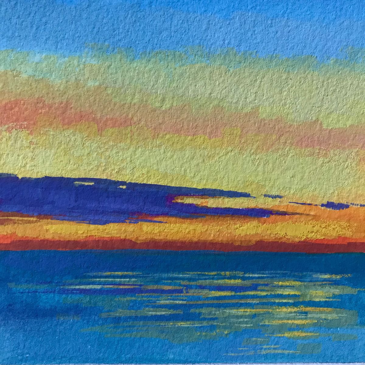 Impressionistic Painting , Sunrise Over Chesapeake Bay By Jimmy Leslie, 4 X 4, Artwork For Sale On Artfinder