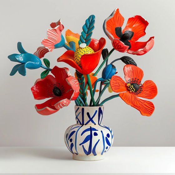 Bouquet of poppies in a vase