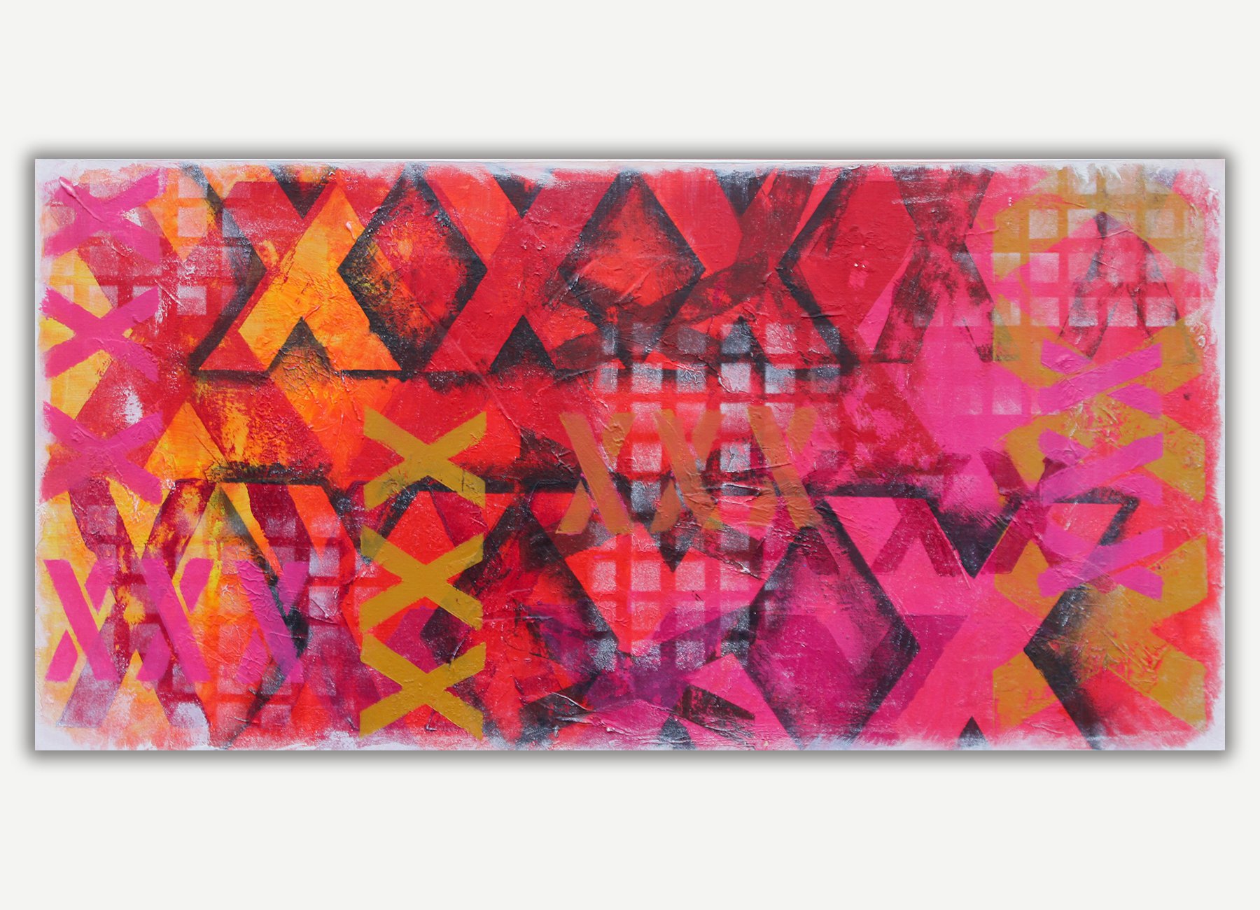 Typographic Abstract Acrylic Painting By Andrew Watt, 39 X 20, Xxx, Original Artwork