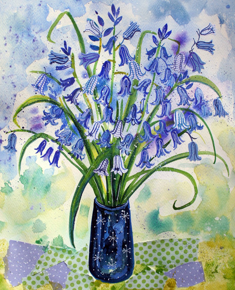 Little vase of bluebells by Julia Rigby