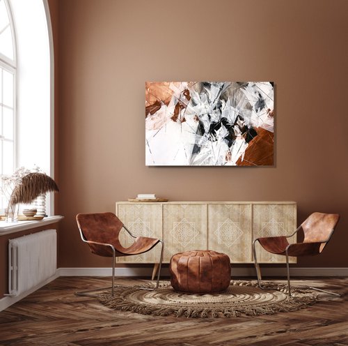 Lines and shades Brown Black Gray White Abstract Art. by Marina Skromova