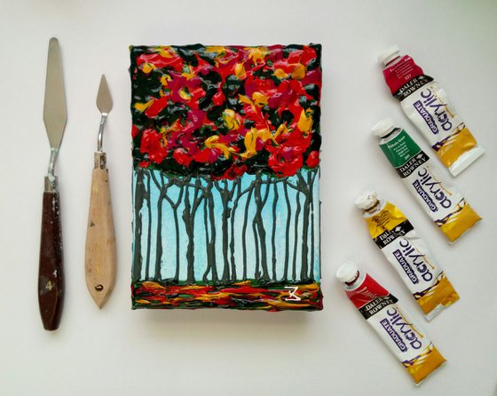 Warm Autumn Colours + Easel, mini painting