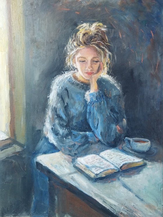 Reading girl art