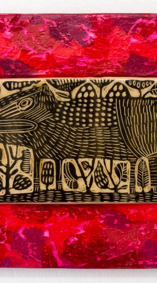 Ceramic panel "Beast"  25 x 20 x 2 cm by Yuliia Dunaieva