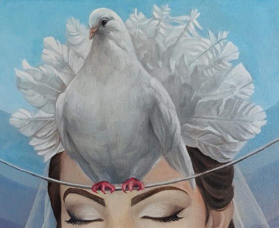 The bride 30x40cm, oil painting, surrealistic artwork