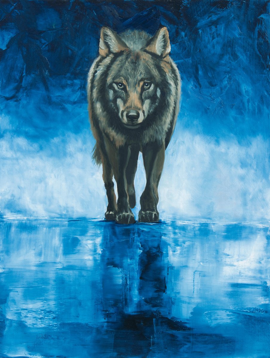 Photorealistic Animal Oil Painting By Lewis Evans, 24 X 31", Wolf, Original Artwork