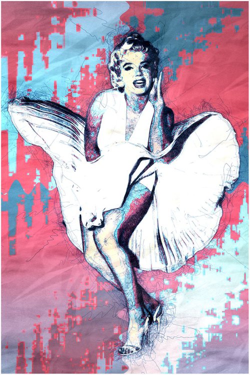 Marilyn Monroe Inspired Andy Warhol Style - Pop Art Modern Poster 1 Stylised Art by Jakub DK - JAKUB D KRZEWNIAK