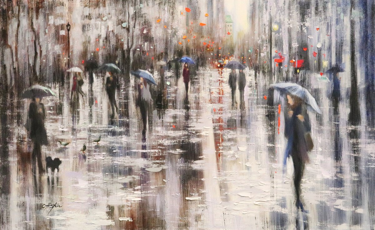Winter Rainy Days in New York by Chin H Shin