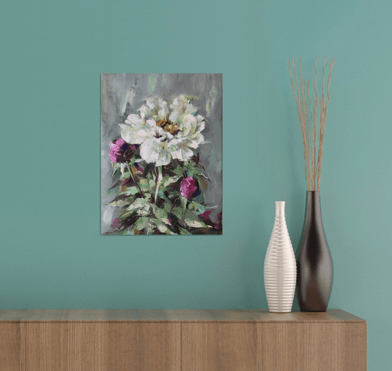 Japanese peony. one of a kind, original artwork, handmade art.