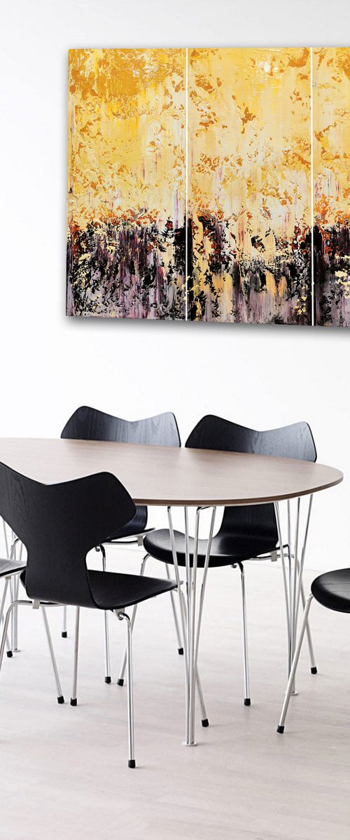 150x100cm. / Abstract triptych / Abstract 1197 by Alex Senchenko