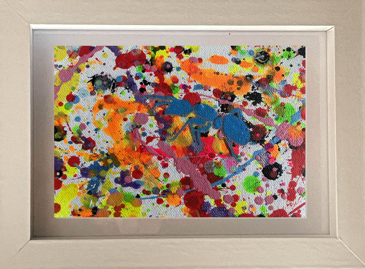 Abstract Acrylic Painting By Juan Jose Garay, 8 X 6", Insects 008, Original Artwork