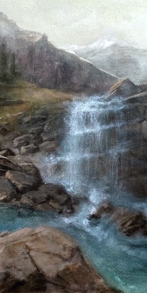 Stream boulders 20x16 in by Vishalandra Dakur