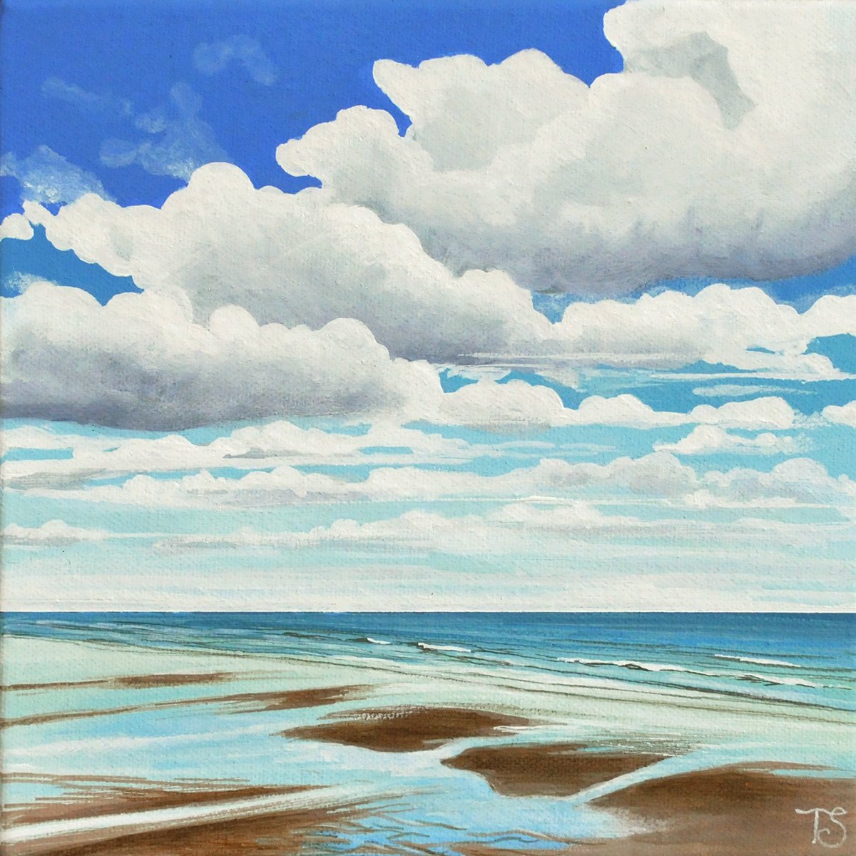 Impressionistic Landscape Acrylic Painting By Theresa Shaw, 9 X 9", Boundless, Original Artwork