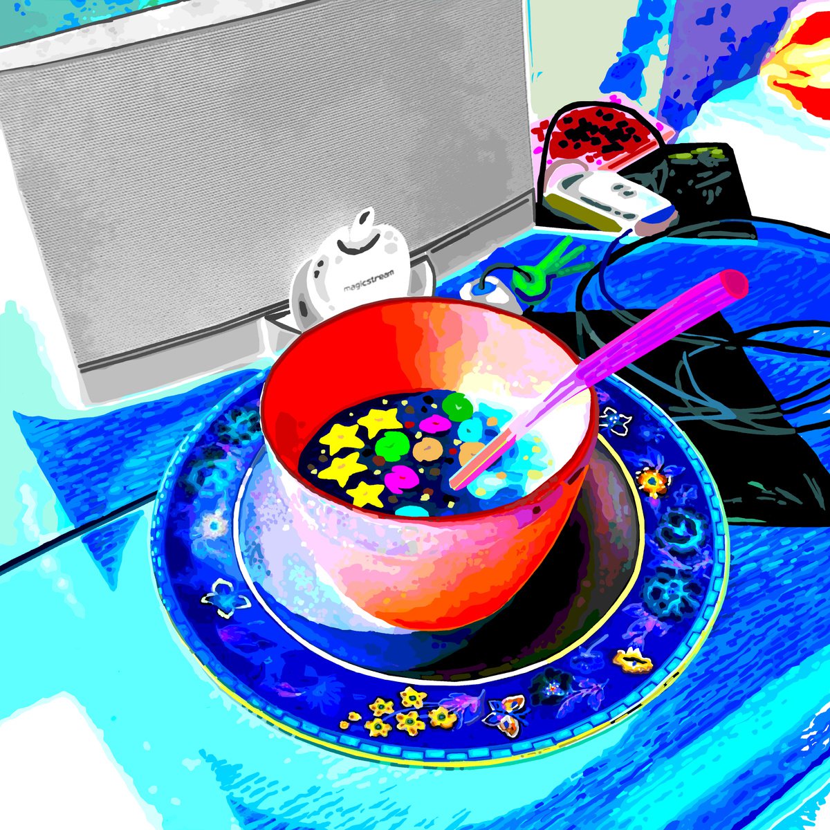 Still life with stars, galaxies, Magicstream and keys (Bodegon con estrellas, galaxias by Alejos