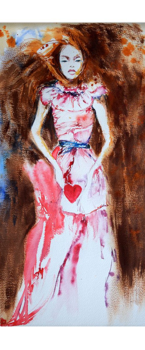 The girl with a heart/  40 cm × 50 cm by Anna Sidi-Yacoub