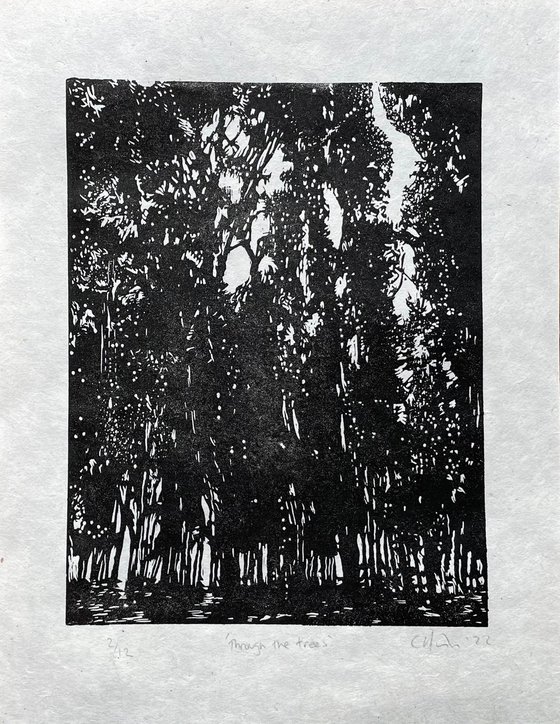Through the Trees Linocut Print