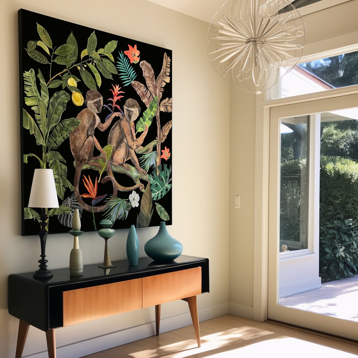 Two Macaques - Jungle By Artemisia, 47 X 47, Artwork For Sale On Artfinder
