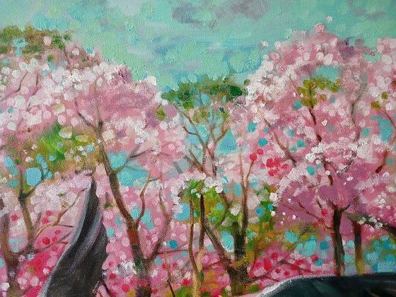 Storks on a Flower Meadow