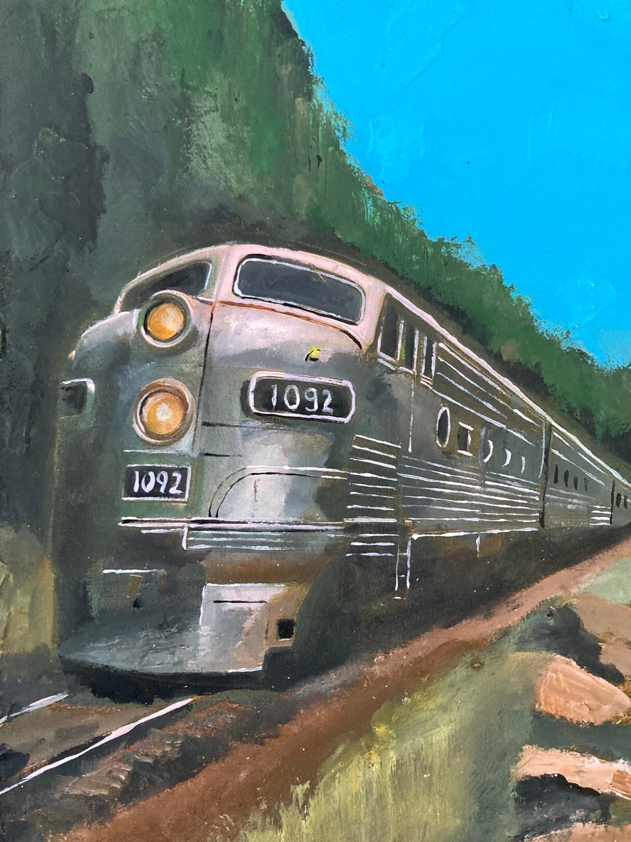 Photorealistic Transport Acrylic Painting By Andrew Reid Wildman, 10 X 12, Vintage American Train, Original Artwork