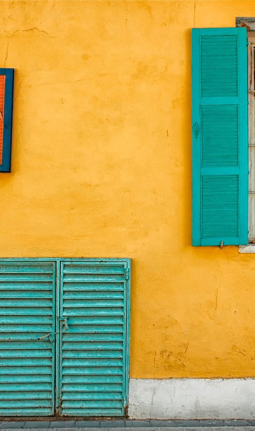 Urban Study in Yellow Blue and Red by Abba Richman