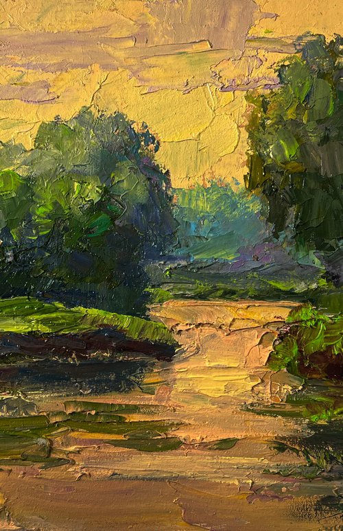 Spring Sunset over the River by Boris Serdyuk