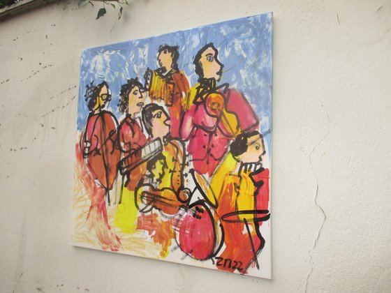 jazz expressive music - acrylicpainting 80x80cm 31,5  x 31,5 inch